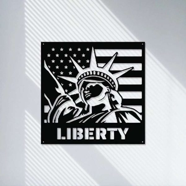 Personalized USA Freedom Lady Liberty Sign Independence Day Veteran Day Patriotic Decor Custom Metal Sign