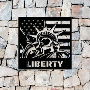 Personalized USA Freedom Lady Liberty Sign Independence Day Veteran Day Patriotic Decor Custom Metal Sign 3