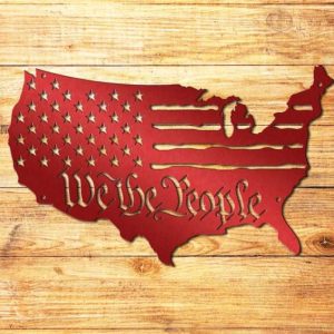 Personalized United States Map Flag Sign We the People Independence Day Veteran Day Patriotic Decor Custom Metal Sign 2