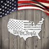 Personalized United States Map Flag Sign We the People Independence Day Veteran Day Patriotic Decor Custom Metal Sign 3