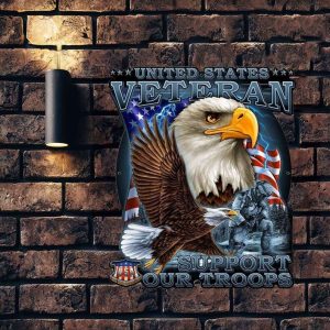 Personalized United States Veteran Support Our Troops Sign Independence Day Veteran Day Home Decor Gift for Patriot Custom Metal Sign 1