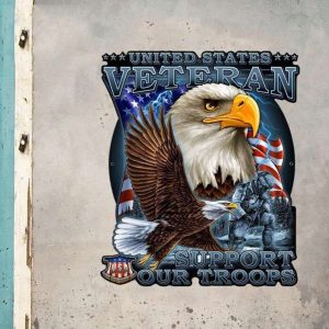 Personalized United States Veteran Support Our Troops Sign Independence Day Veteran Day Home Decor Gift for Patriot Custom Metal Sign 2