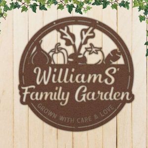 Personalized Vegetable Garden Grown with Care and Love Decorative Custom Metal Sign