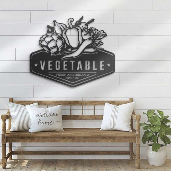 Personalized Vegetable Organic Food Store Lawn Yard Decorative Fresh Vegetable Farm Name Garden Custom Metal Sign Housewarming Gift