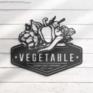 Personalized Vegetable Organic Food Store Lawn Yard Decorative Fresh Vegetable Farm Name Garden Custom Metal Sign Housewarming Gift