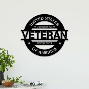 Personalized Veteran Sign Our Service Never Ends US Army Independence Day Veteran Day Patriotic Decor Gift Custom Metal Sign 1