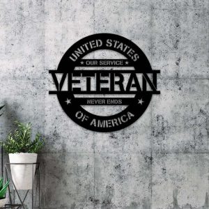 Personalized Veteran Sign Our Service Never Ends US Army Independence Day Veteran Day Patriotic Decor Gift Custom Metal Sign 2