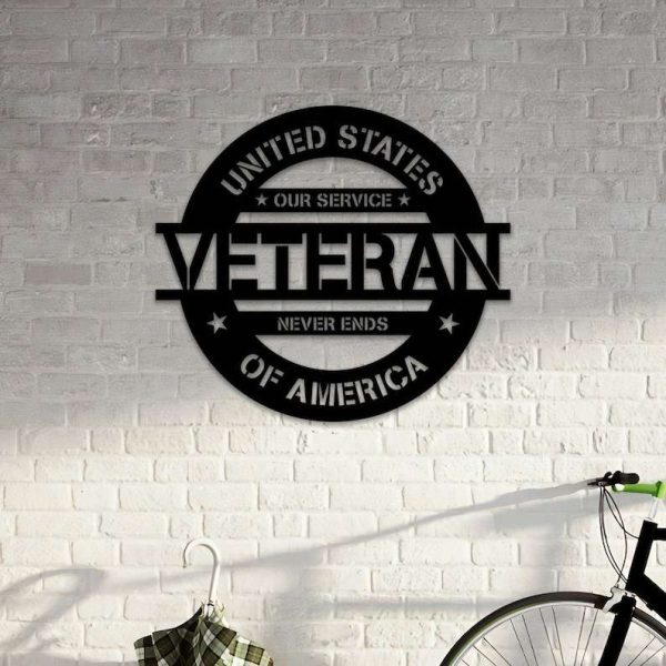 Personalized Veteran Sign Our Service Never Ends US Army Independence Day Veteran Day Patriotic Decor Gift Custom Metal Sign