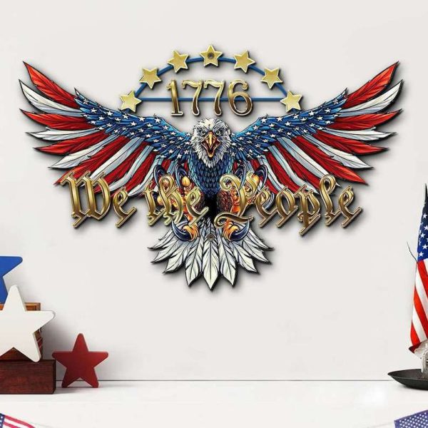 Personalized Veteran We The People Sign Bald Eagle Independence Day Veteran Day Home Decor Gift for Patriot Custom Metal Sign