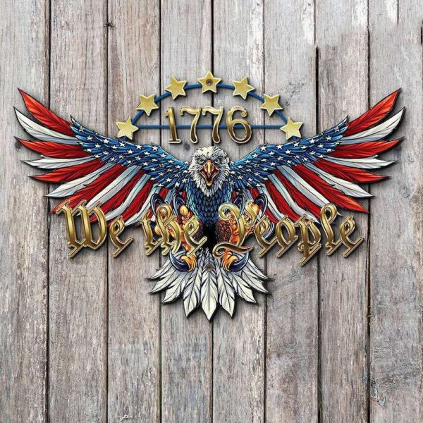 Personalized Veteran We The People Sign Bald Eagle Independence Day Veteran Day Home Decor Gift for Patriot Custom Metal Sign