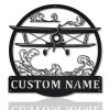 Personalized Vintage Airplane Sign Aircraft Hangar Pilot Name Sign Airforce Patriotic Decor Gift Custom Metal Sign 2