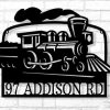Personalized Vintage Train Address Sign Coal Train Monogram Railway Train Room Decor House Number Plaque Custom Metal Sign 1