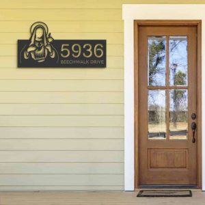 Personalized Virgin Mary Christian Address Sign House Number Plaque Custom Metal Sign
