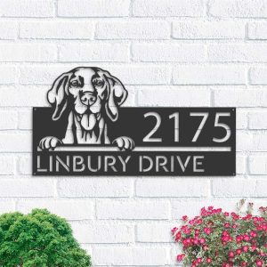 Personalized Vizsla Dog Cute Puppy Address Sign House Number Plaque Custom Metal Sign
