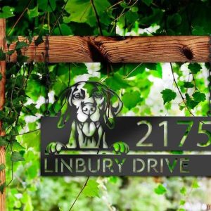 Personalized Vizsla Dog Cute Puppy Address Sign House Number Plaque Custom Metal Sign