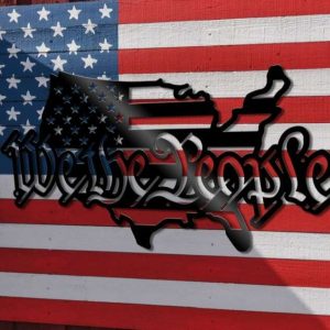 Personalized We the People USA Outline Map Stars and Stripes Sign Independence Day Veteran Day Patriotic Decor Custom Metal Sign