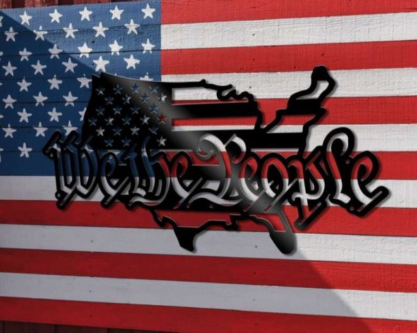 Personalized We the People USA Outline Map Stars and Stripes Sign Independence Day Veteran Day Patriotic Decor Custom Metal Sign