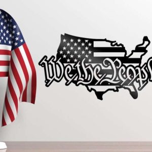 Personalized We the People USA Outline Map Stars and Stripes Sign Independence Day Veteran Day Patriotic Decor Custom Metal Sign 2