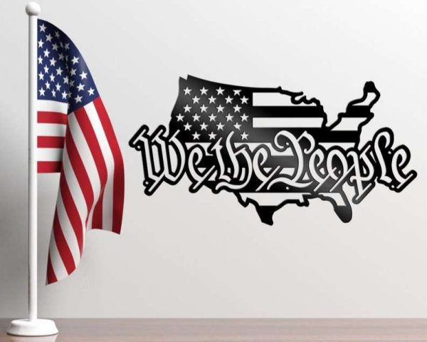 Personalized We the People USA Outline Map Stars and Stripes Sign Independence Day Veteran Day Patriotic Decor Custom Metal Sign