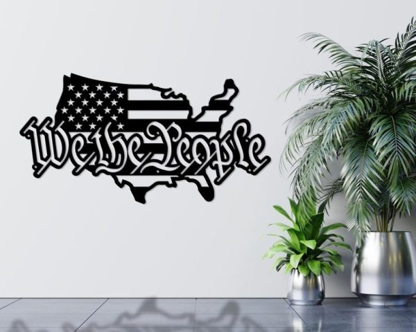 Personalized We the People USA Outline Map Stars and Stripes Sign Independence Day Veteran Day Patriotic Decor Custom Metal Sign