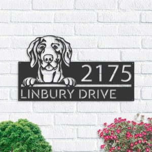 Personalized Weimaraner Dog Cute Puppy Address Sign House Number Plaque Custom Metal Sign