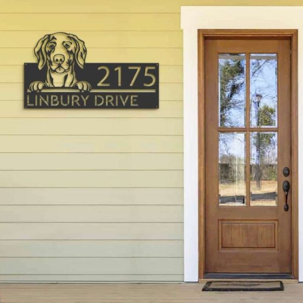 Personalized Weimaraner Dog Cute Puppy Address Sign House Number Plaque Custom Metal Sign