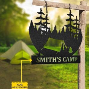 Personalized Welcome Sign For Campsite In The Forest Custom Metal Sign