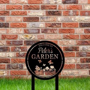 Personalized Welcome To Garden Flower and Butterfly Yard Stakes Decorative Custom Metal Sign 2