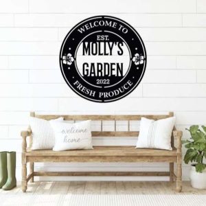 Personalized Welcome to Fresh Produce Tropical Flower Garden Decorative Custom Metal Sign 3