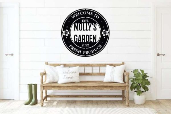 Personalized Welcome to Fresh Produce Tropical Flower Garden Decorative Custom Metal Sign