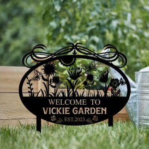 Personalized Welcome to Garden Flower Decorative Custom Metal Sign 1
