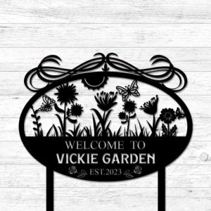 Personalized Welcome to Garden Flower Decorative Custom Metal Sign 2