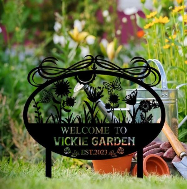 Personalized Welcome to Garden Flower Decorative Custom Metal Sign