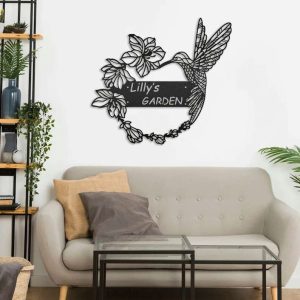 Personalized Welcome to Garden Humming Floral Decorative Custom Metal Sign