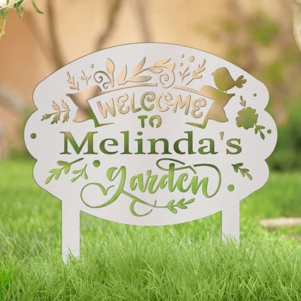 Personalized Welcome to the Garden Yard Stakes Decorative Custom Metal Sign