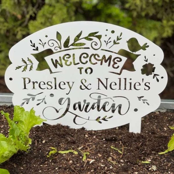 Personalized Welcome to the Garden Yard Stakes Decorative Custom Metal Sign