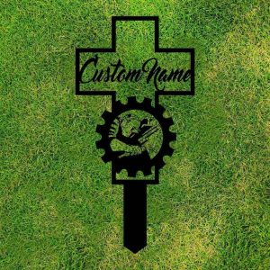 Personalized Welder Memorial Garden Stake In Loving Memory Welder Cross Grave Marker Custom Metal Sign 2