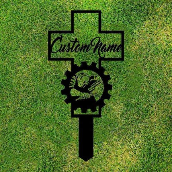 Personalized Welder Memorial Garden Stake In Loving Memory Welder Cross Grave Marker Custom Metal Sign