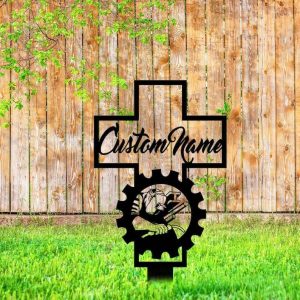 Personalized Welder Memorial Garden Stake In Loving Memory Welder Cross Grave Marker Custom Metal Sign 4