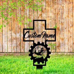 Personalized Welder Memorial Sign Yard Stakes Welder Cross Grave Marker Cemetery Decor Custom Metal Sign 4