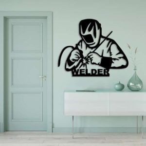 Personalized Welder Silhouette Welding Shop Custom Metal Sign 2