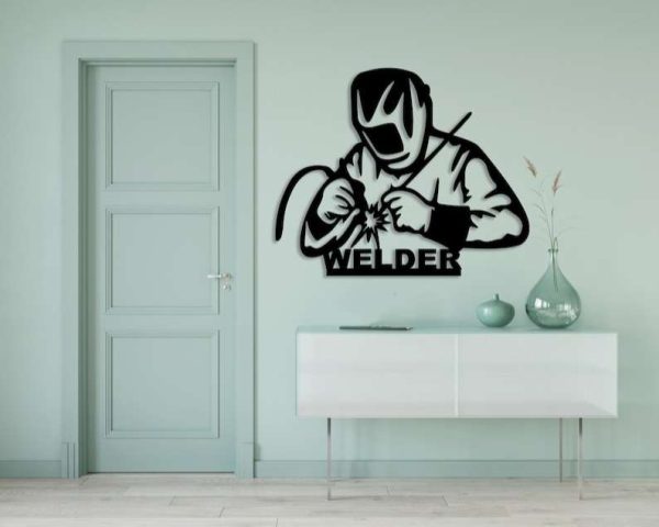 Personalized Welder Silhouette Welding Shop Custom Metal Sign