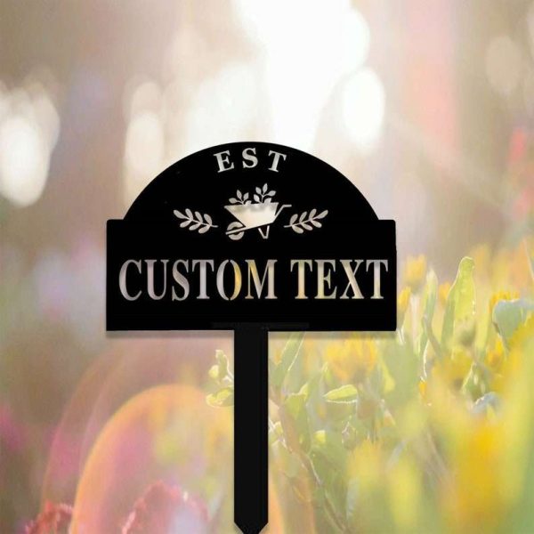 Personalized Wheelbarrow Garden Stakes Decorative Custom Metal Sign