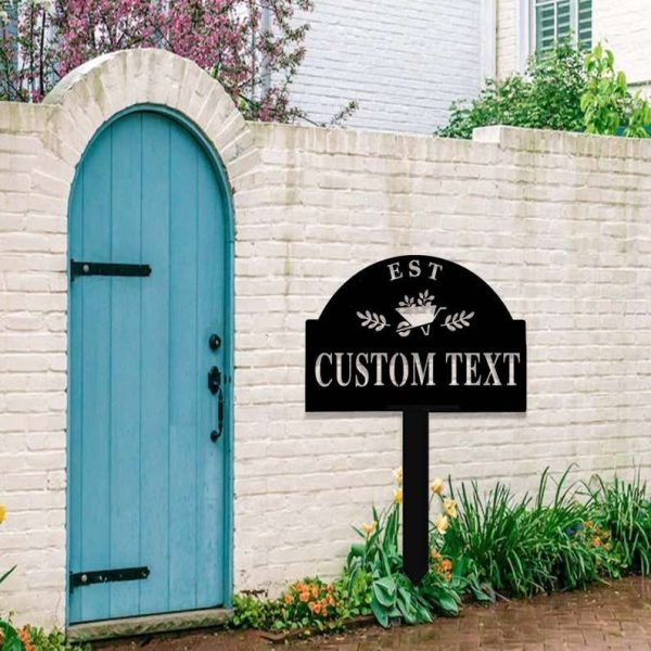Personalized Wheelbarrow Garden Stakes Decorative Custom Metal Sign