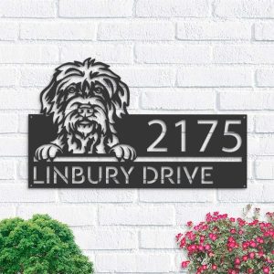 Personalized Wirehaired Pointing Griffon Dog Address Sign House Number Plaque Custom Metal Sign