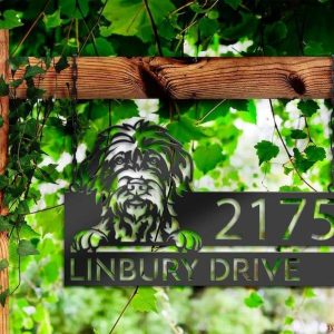 Personalized Wirehaired Pointing Griffon Dog Address Sign House Number Plaque Custom Metal Sign 2