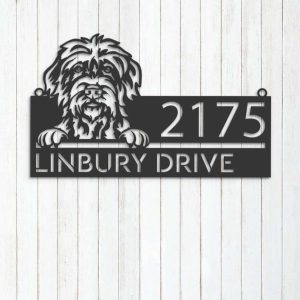 Personalized Wirehaired Pointing Griffon Dog Address Sign House Number Plaque Custom Metal Sign