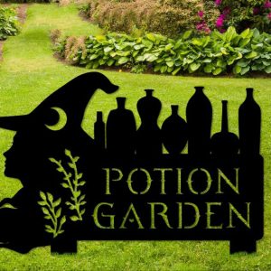 Personalized Witch Magical Potion Garden Decorative Custom Metal Sign