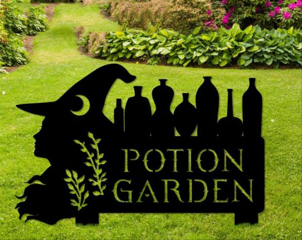 Personalized Witch Magical Potion Garden Decorative Custom Metal Sign