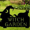 Personalized Witch and Black Cat Magical Garden Decorative Custom Metal Sign 1